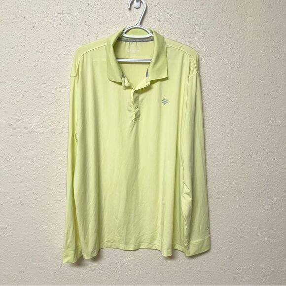 Coolibar Collar Shirt Mens Golf Polo Erodym UPF 50 Performance Size XXL Yellow - Picture 1 of 6